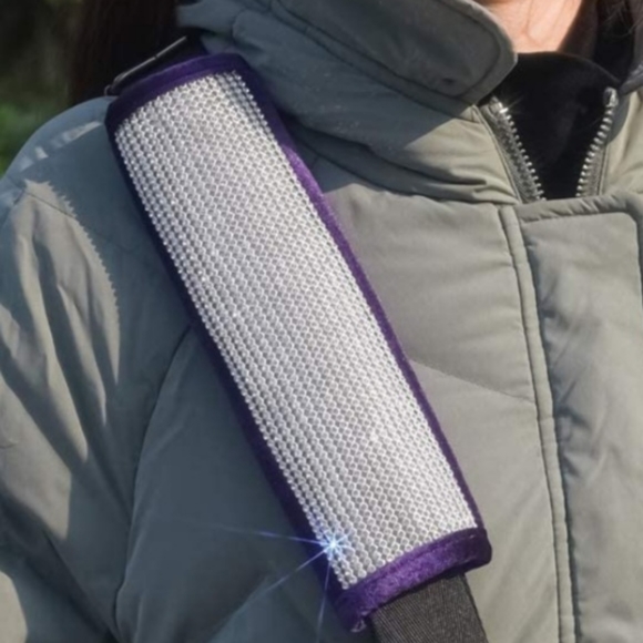 2 purple bling rhinestone seat Belt, handbrake covers & ignition ring set. - Picture 2 of 2
